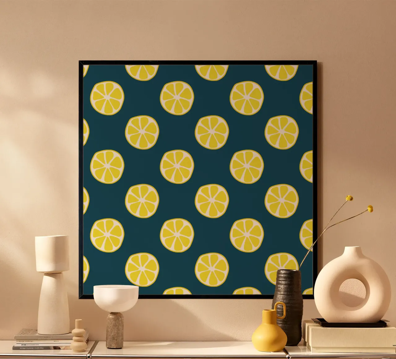 Lemon pattern poster by Little Dean