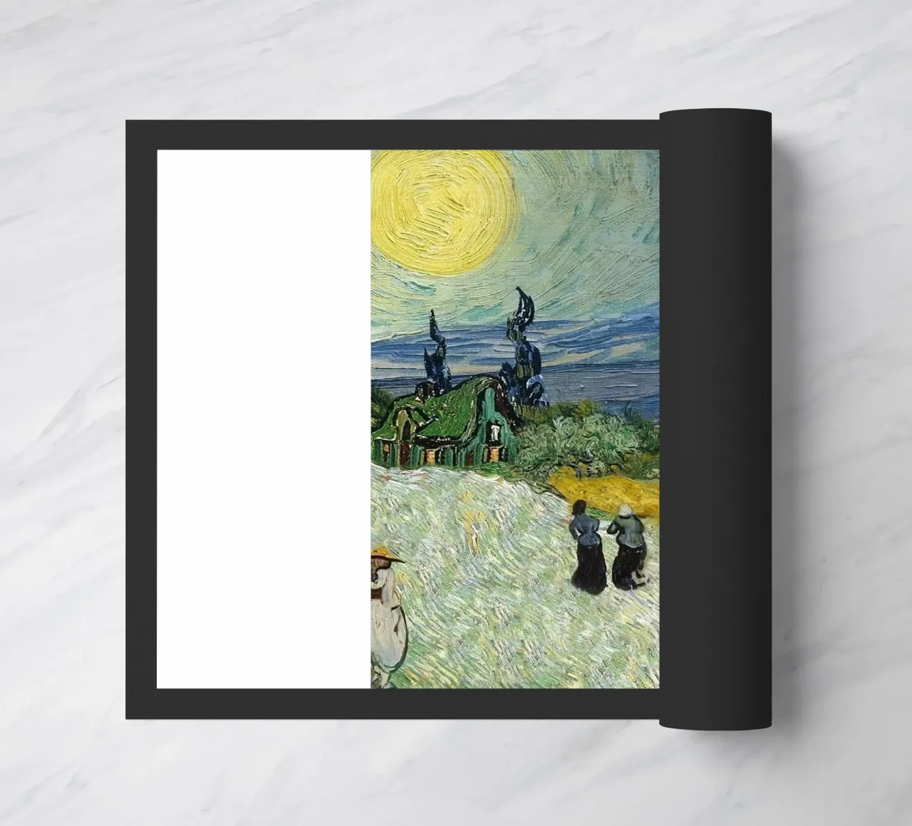 golden wheat fields with tall fir trees doormat by Piper Shop Oke