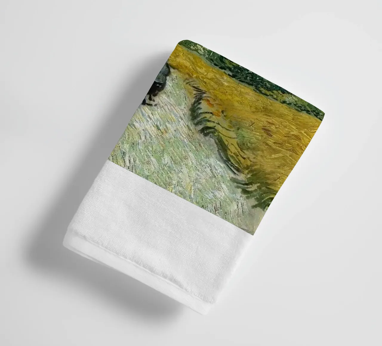 golden wheat fields with tall fir trees towel by Piper Shop Oke