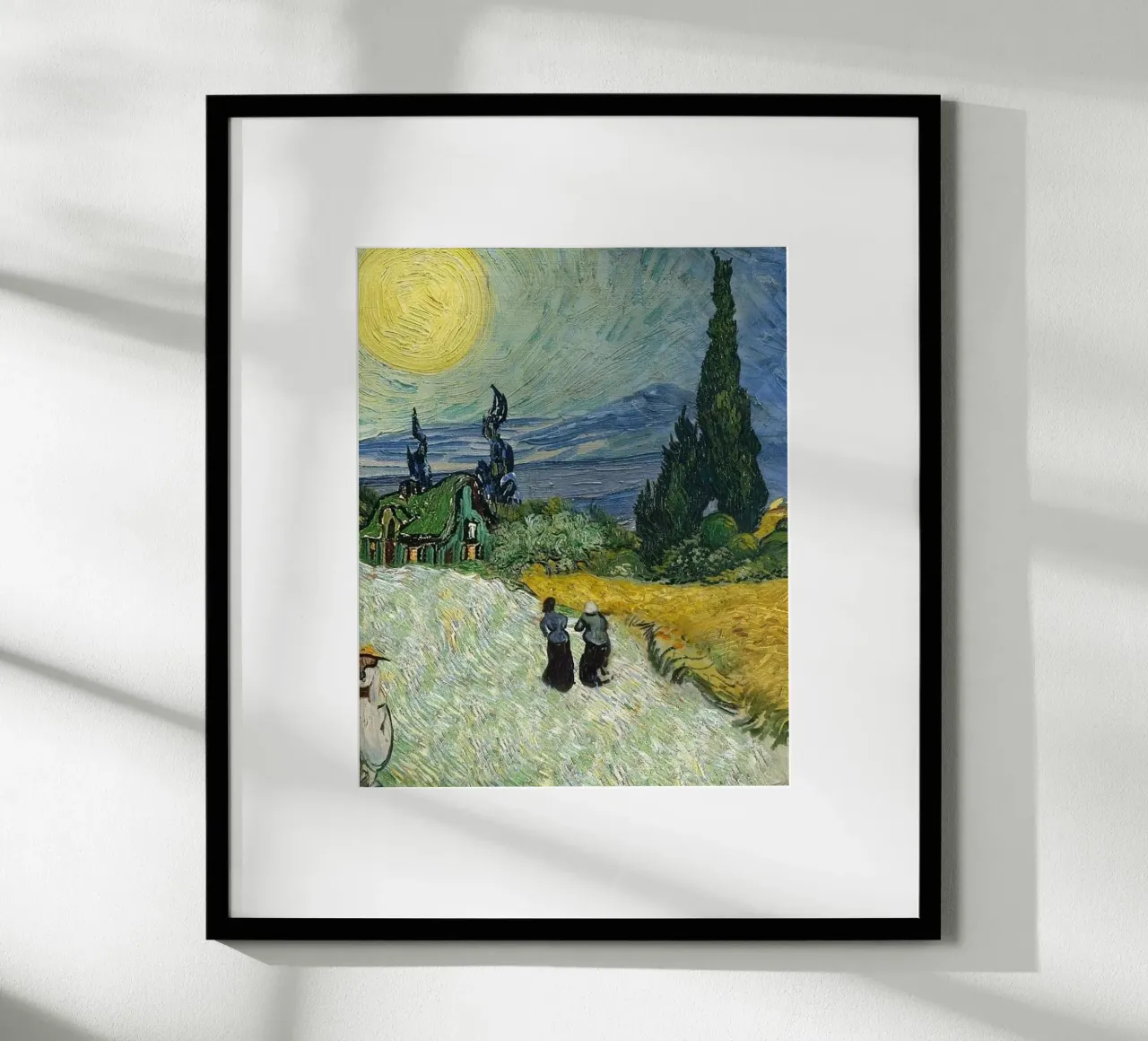 golden wheat fields with tall fir trees poster with plastic frame by Piper Shop Oke
