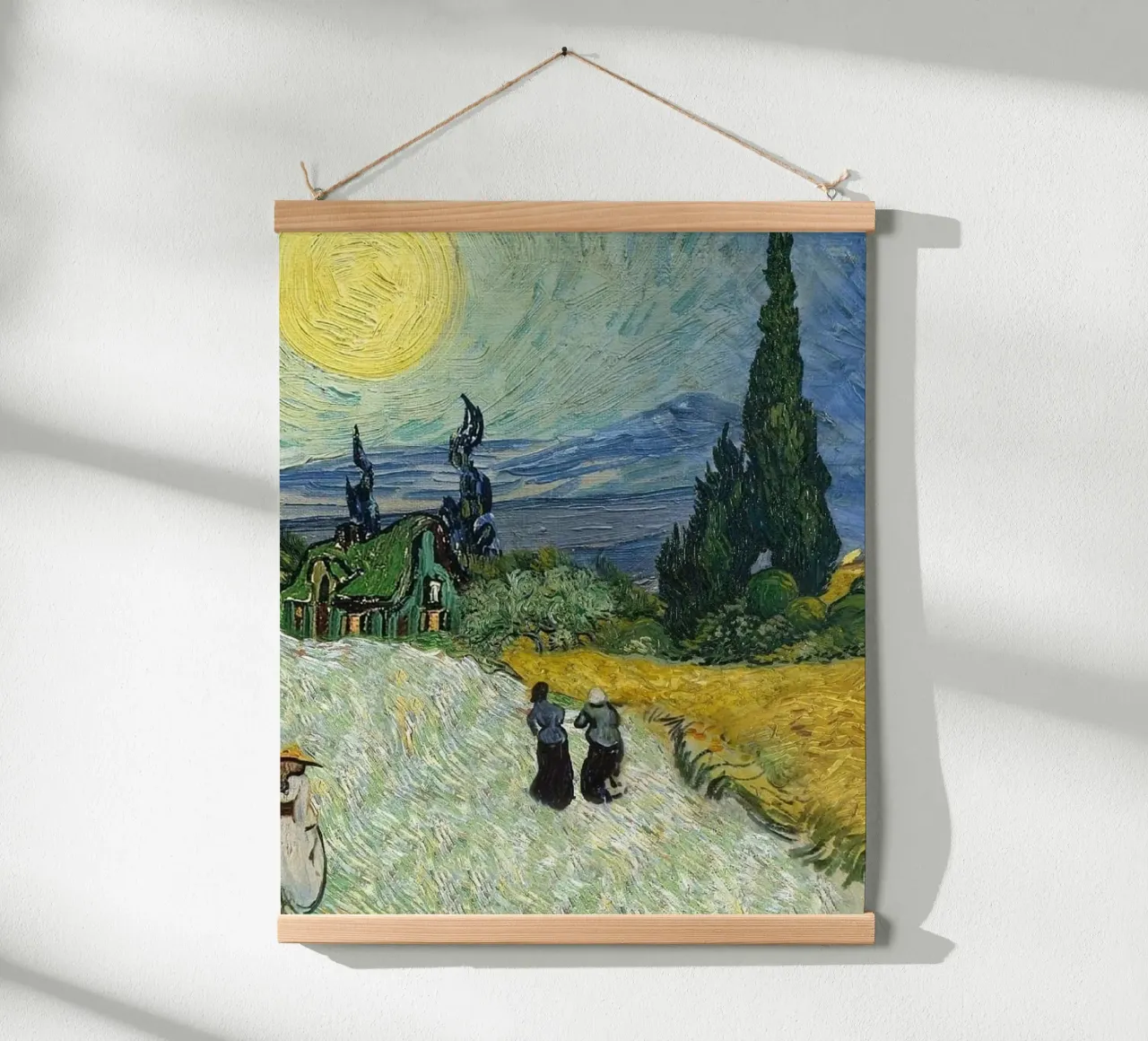 golden wheat fields with tall fir trees poster with plastic frame by Piper Shop Oke