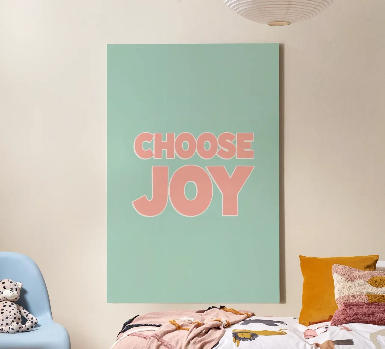 CHOOSE JOY on Green Background canvas with Floater frame by DesignDoodle