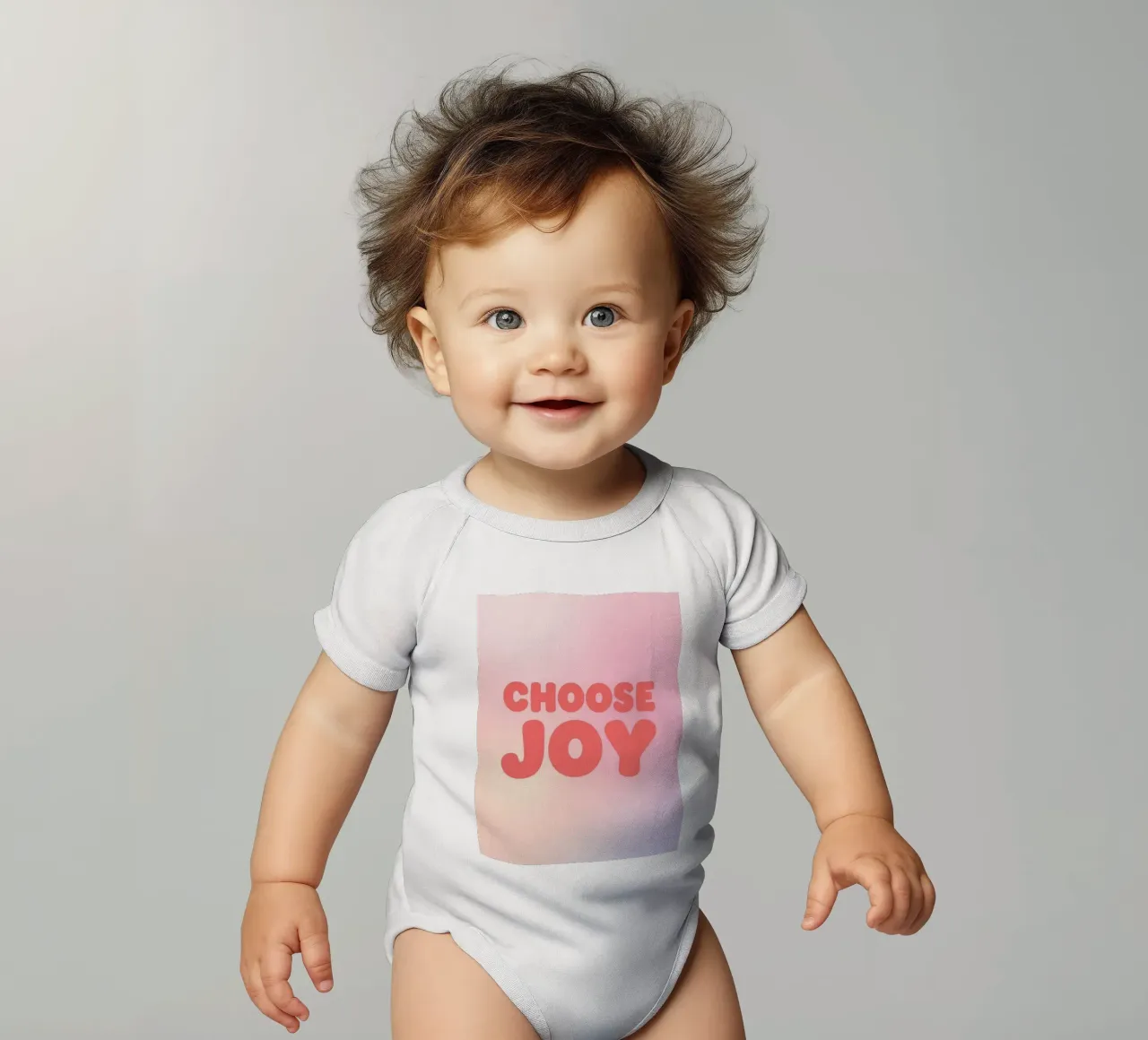 Choose Joy Text on Pastel Gradient Background short-sleeve baby romper by DesignDoodle