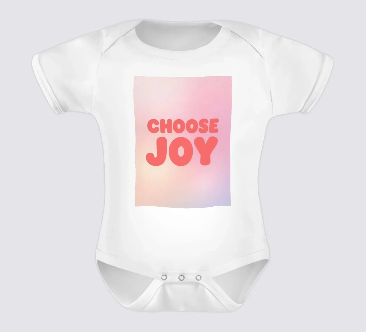 Choose Joy Text on Pastel Gradient Background short-sleeve baby romper by DesignDoodle
