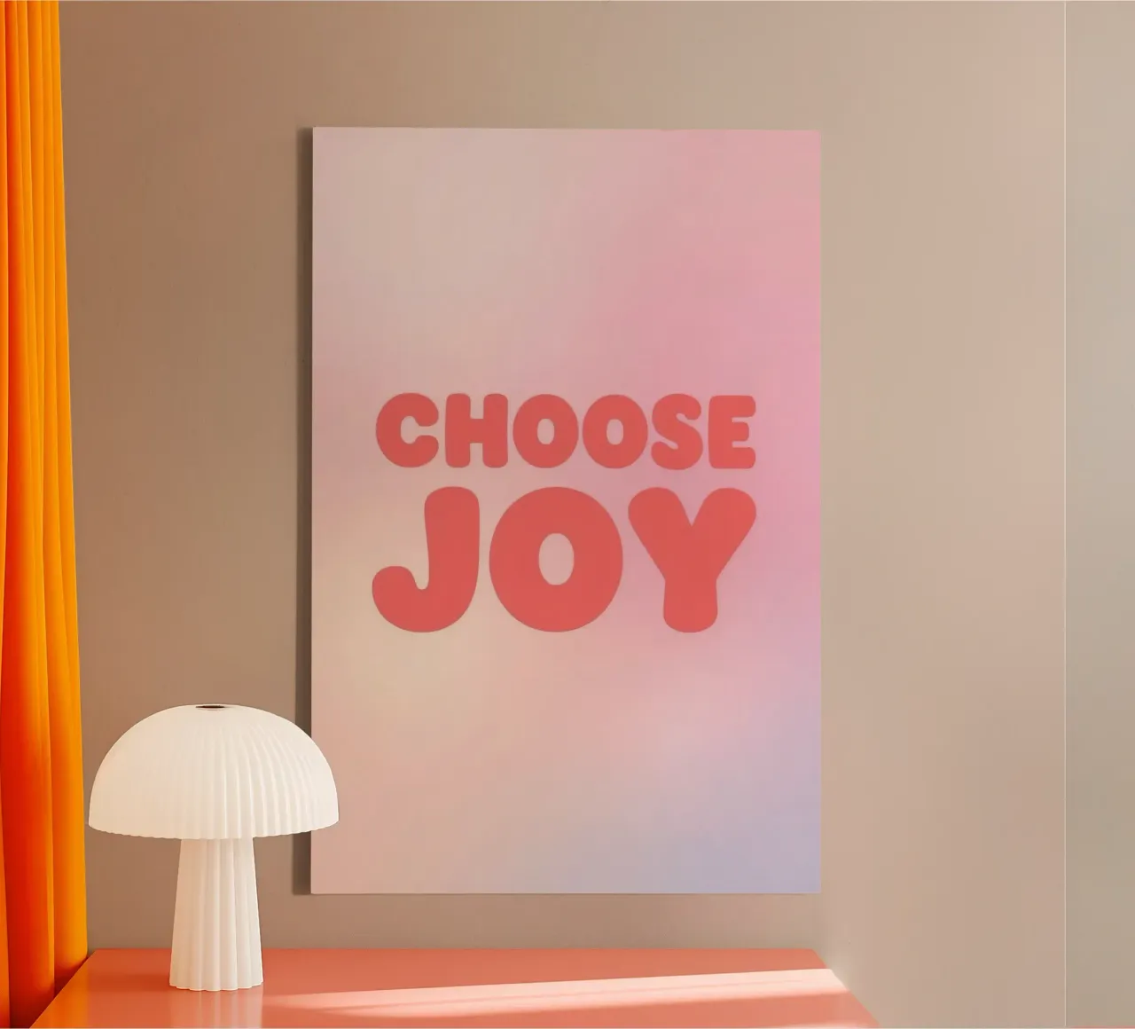 Kies Joy Tekst op Pastel Kleurverloop Achtergrond canvas met Baklijst van DesignDoodle