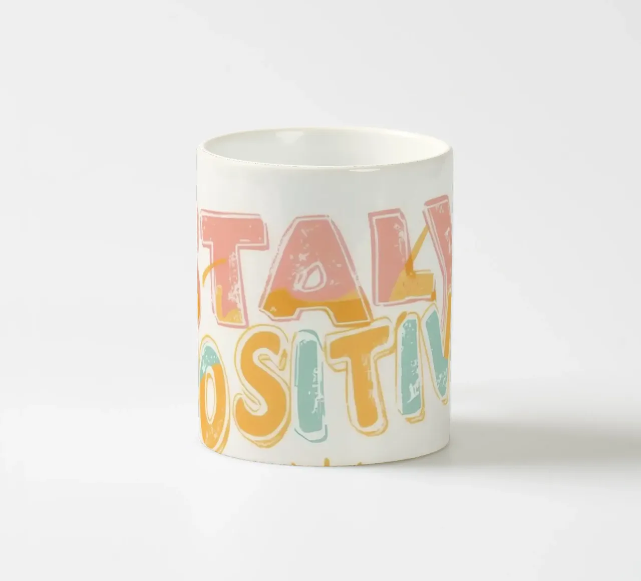 Blijf positief Tekst met afbeelding keramische mok van DesignDoodle