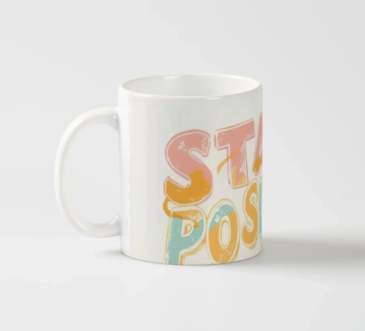 Blijf positief Tekst met afbeelding keramische mok van DesignDoodle