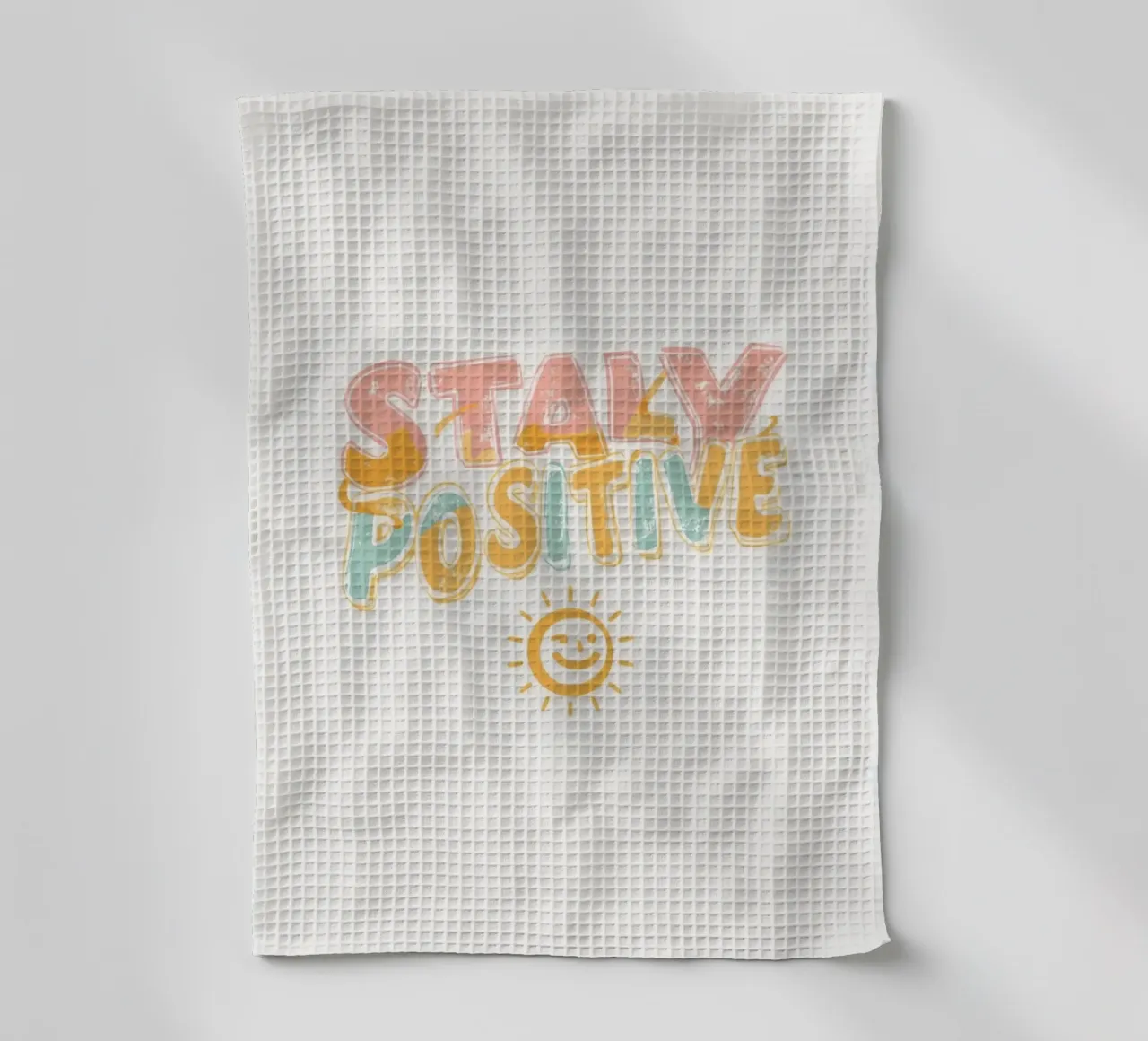 Positiv bleiben Text mit Grafik Geschirrtuch von DesignDoodle