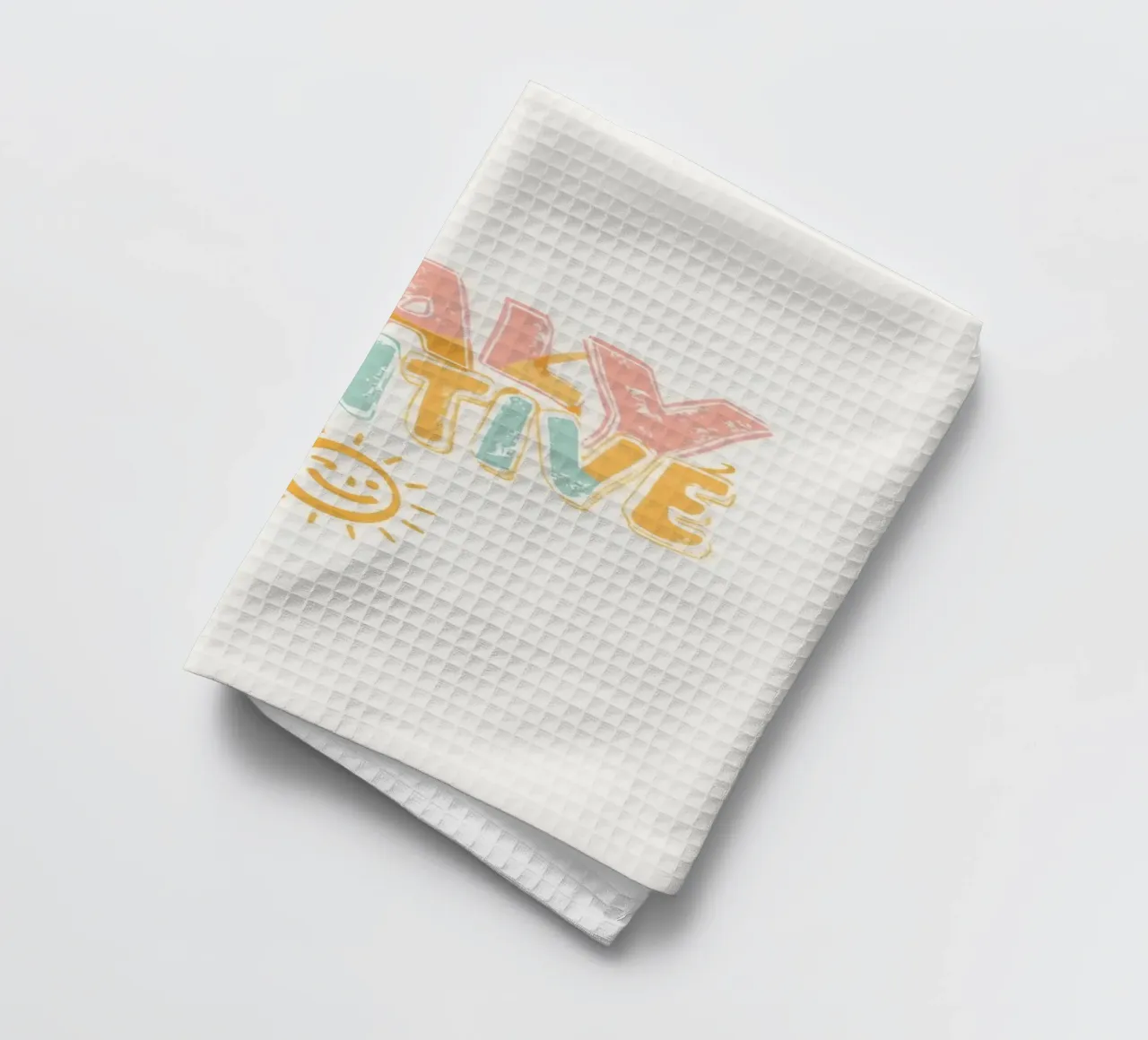 Positiv bleiben Text mit Grafik Geschirrtuch von DesignDoodle