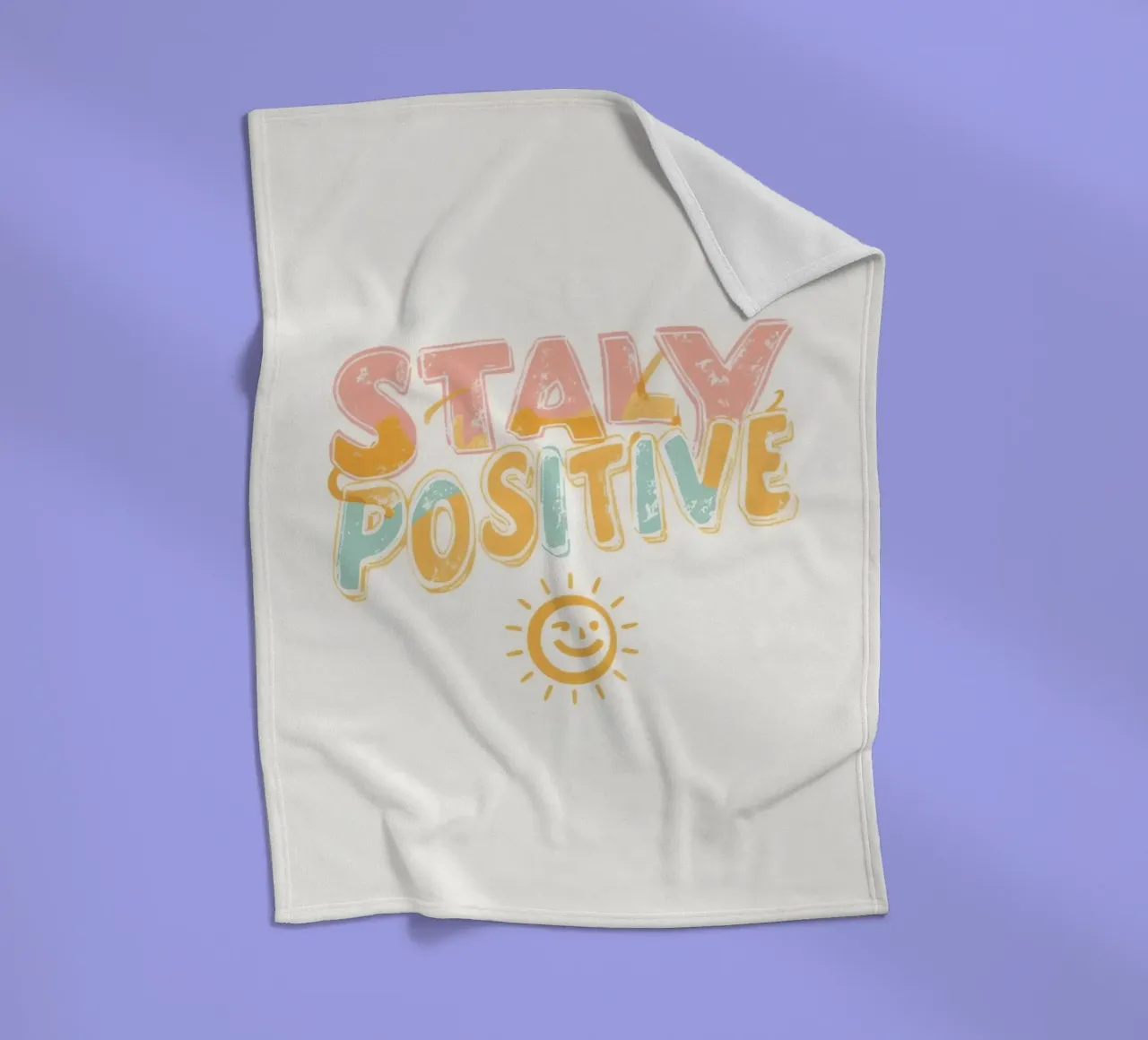 Positiv bleiben Text mit Grafik Fleecedecke von DesignDoodle