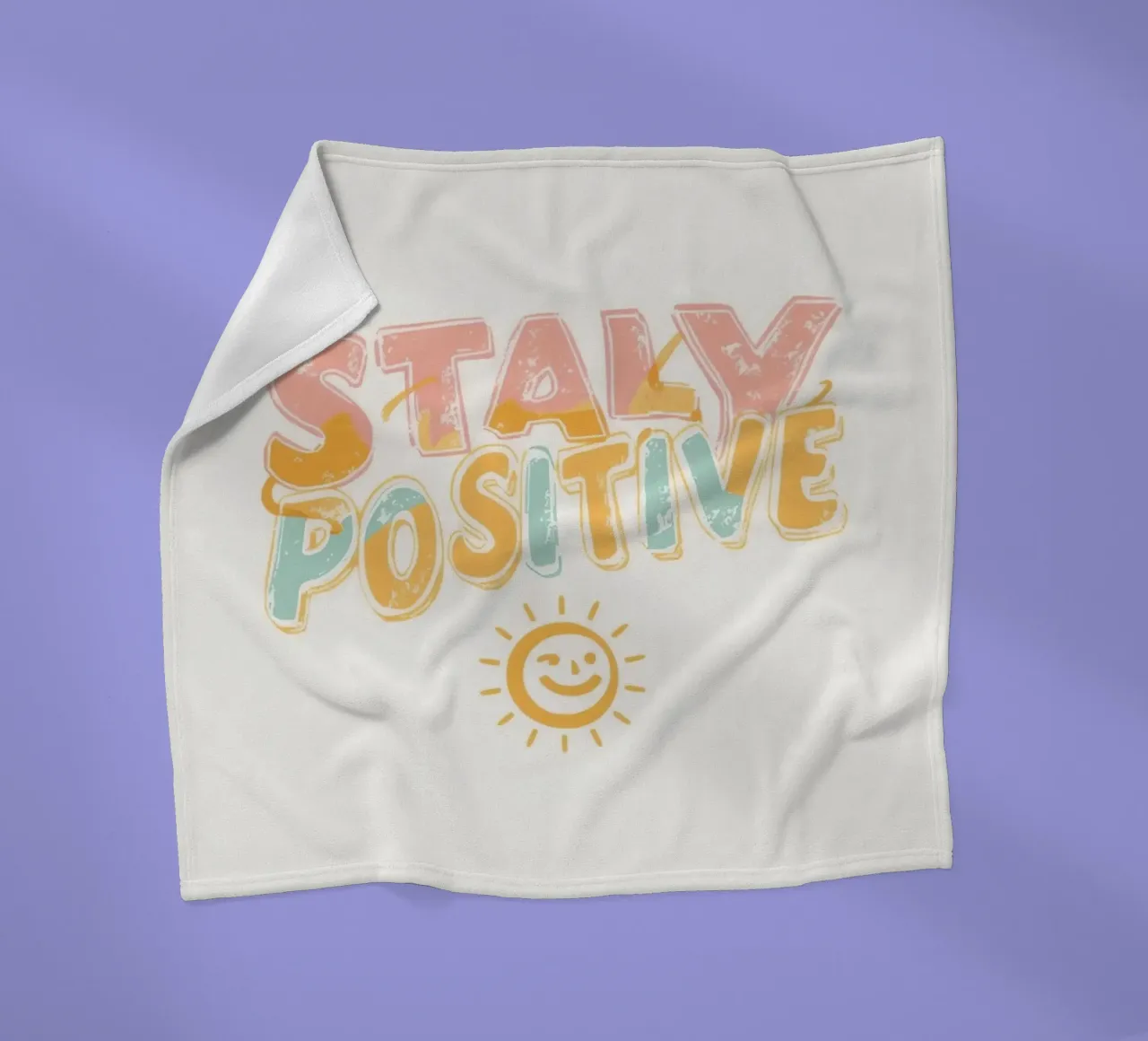 Positiv bleiben Text mit Grafik Fleecedecke von DesignDoodle