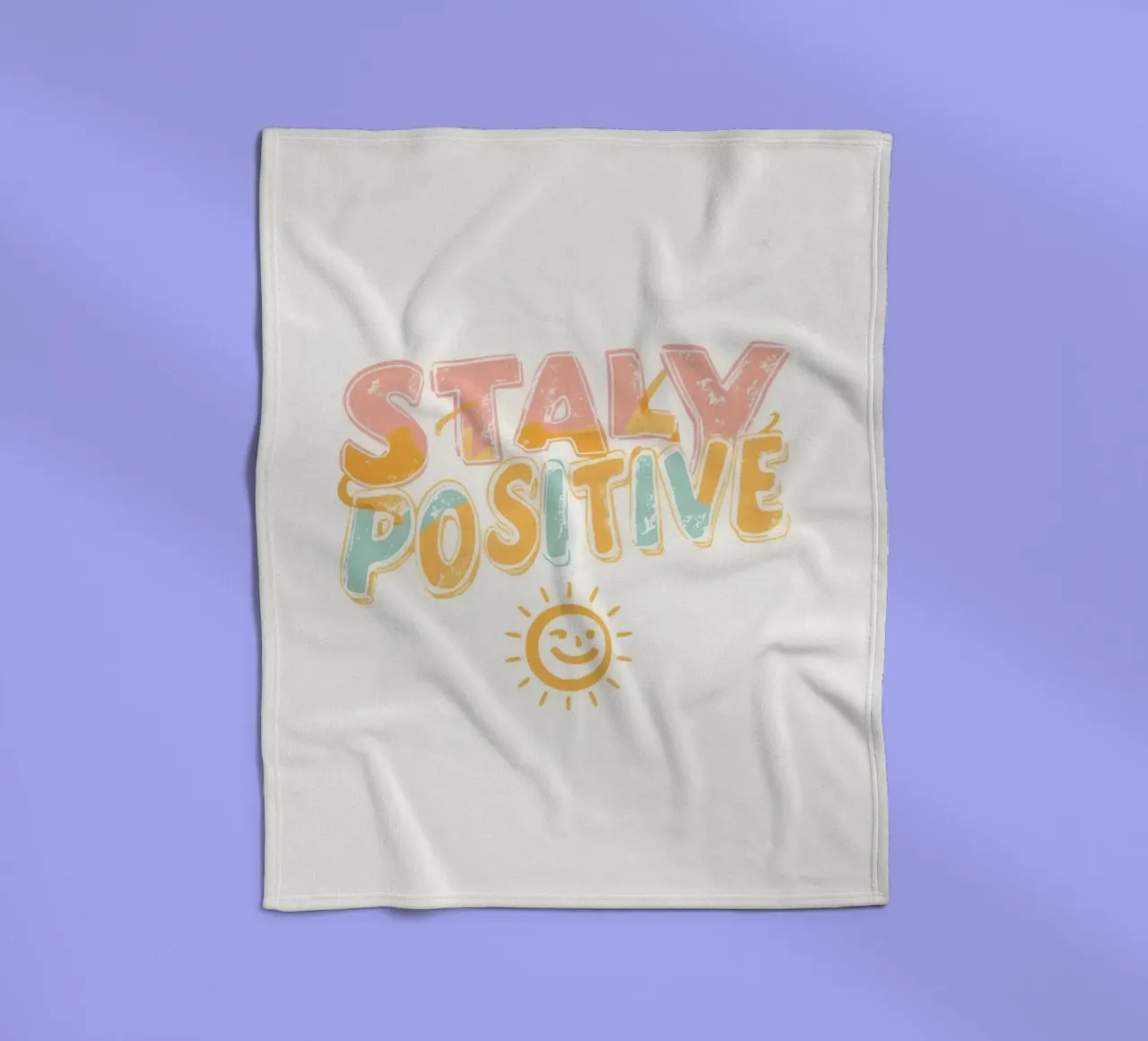 Positiv bleiben Text mit Grafik Fleecedecke von DesignDoodle