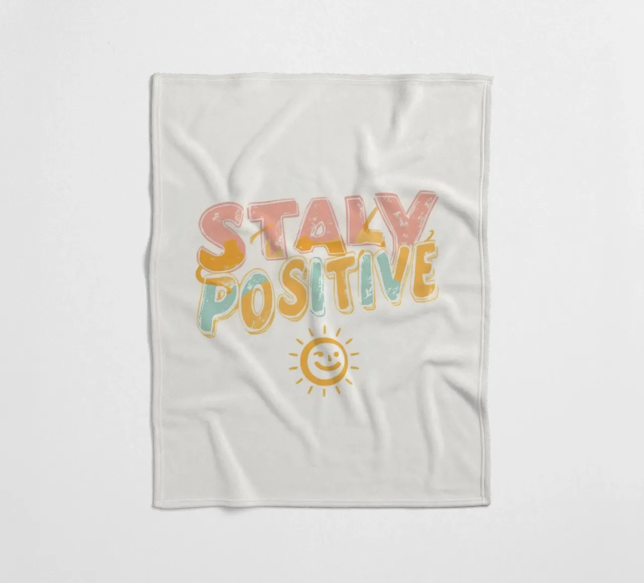 Positiv bleiben Text mit Grafik Fleecedecke von DesignDoodle