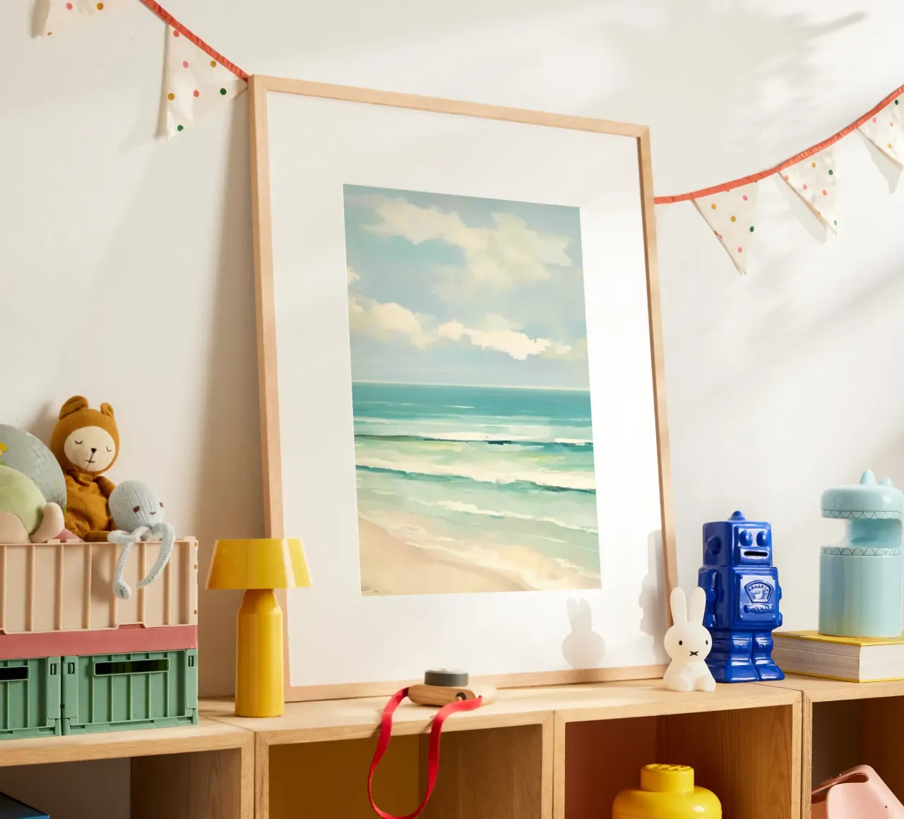 ocean shape layers poster con telaio in legno da kichin