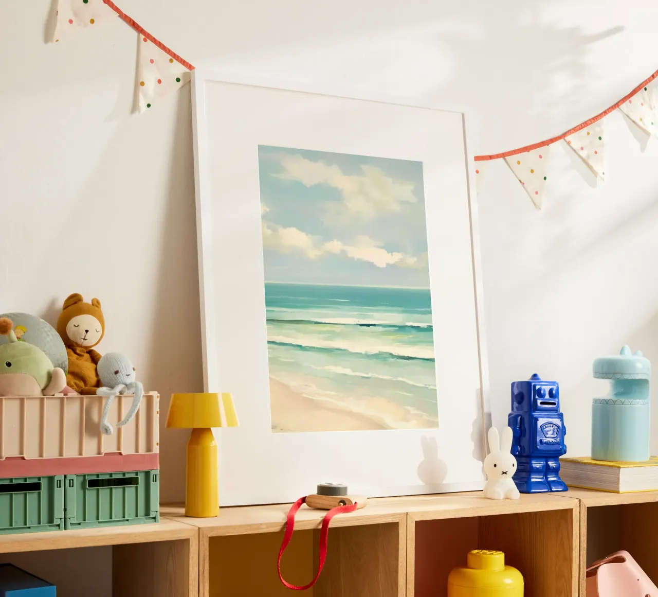 ocean shape layers poster con telaio in legno da kichin