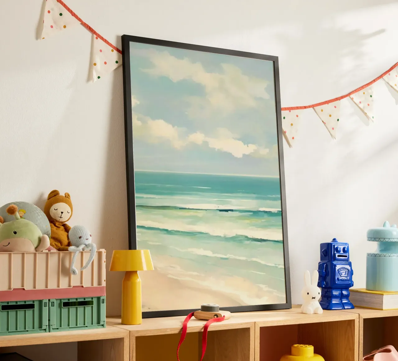 ocean shape layers poster con telaio in legno da kichin