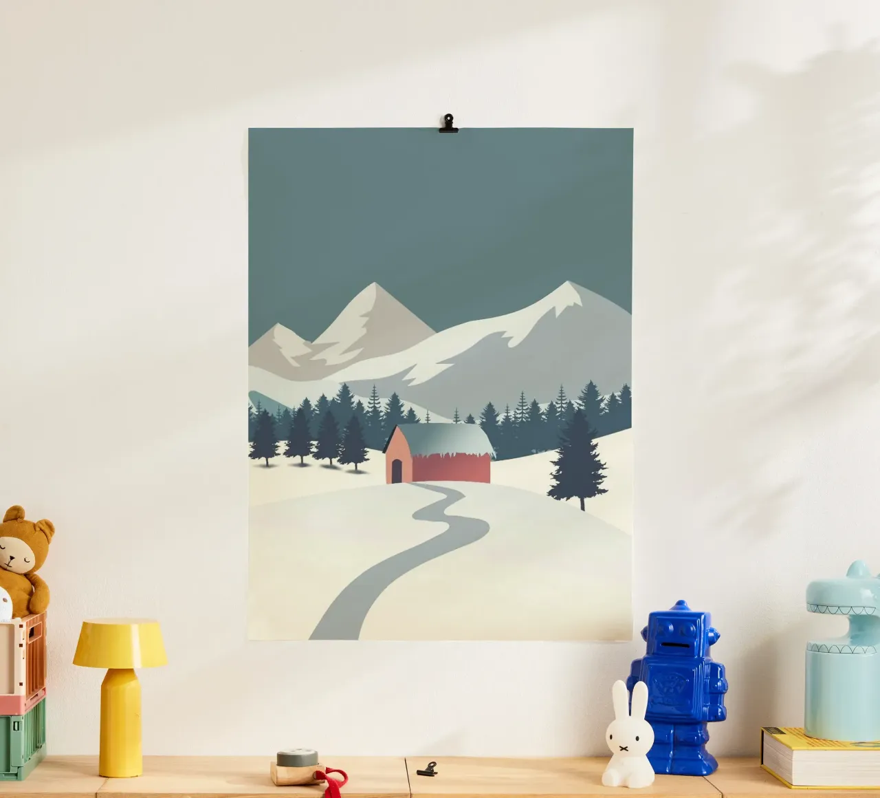 snow home poster con telaio in alluminio da kichin