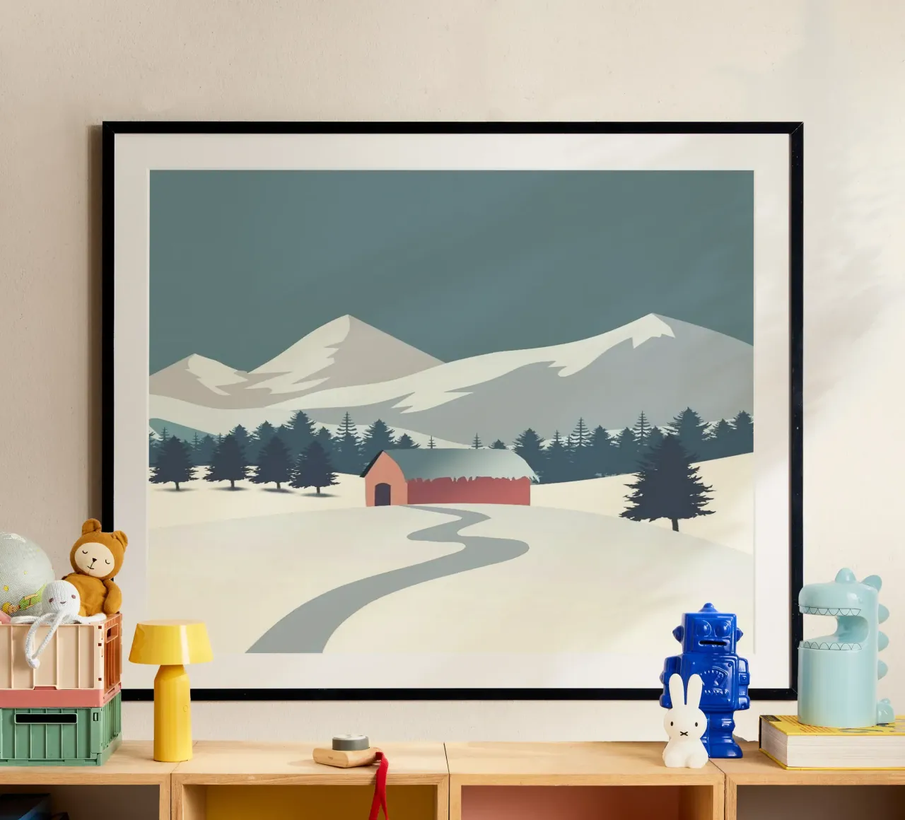 snow home poster con telaio in alluminio da kichin
