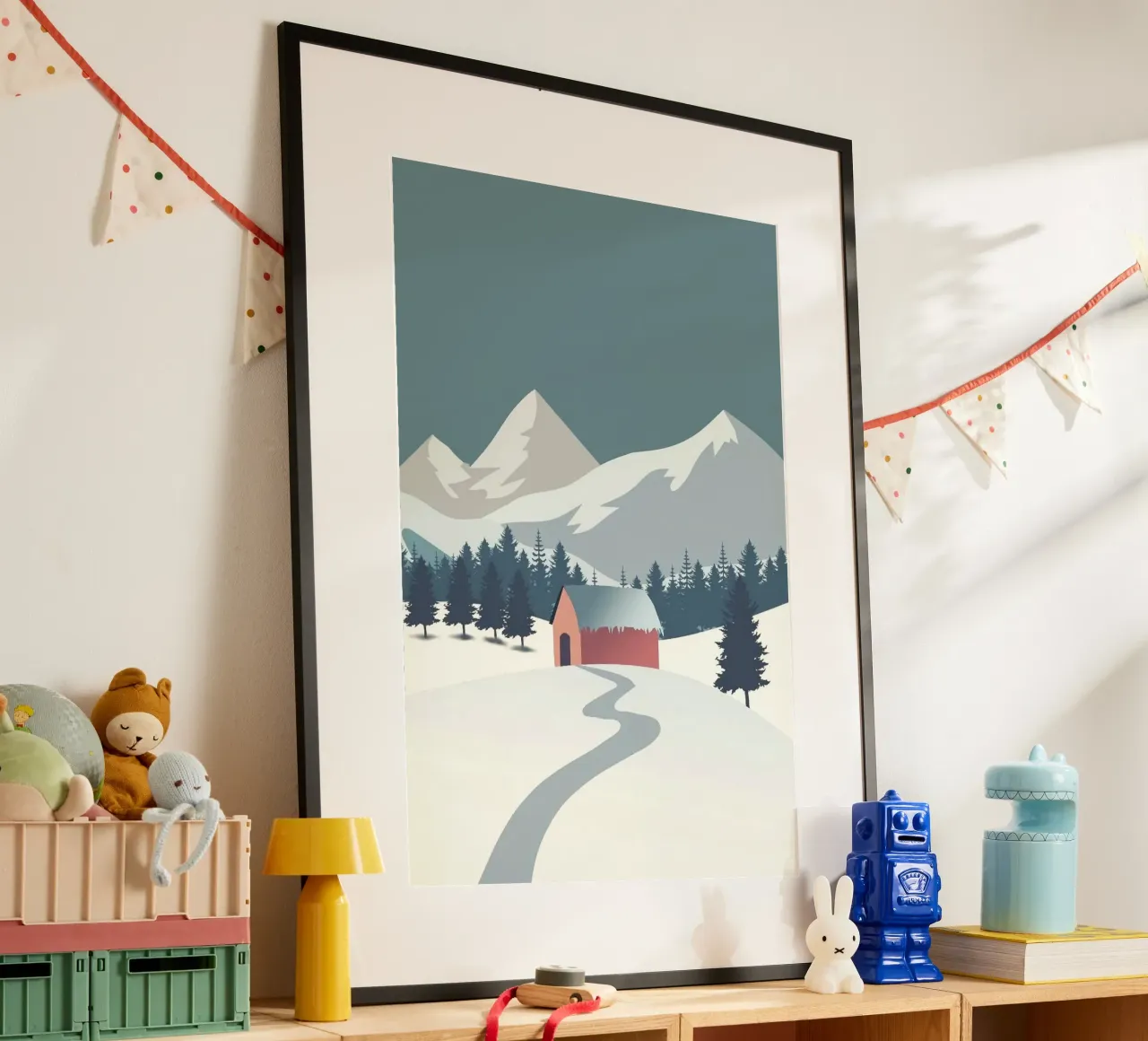 snow home poster con telaio in alluminio da kichin
