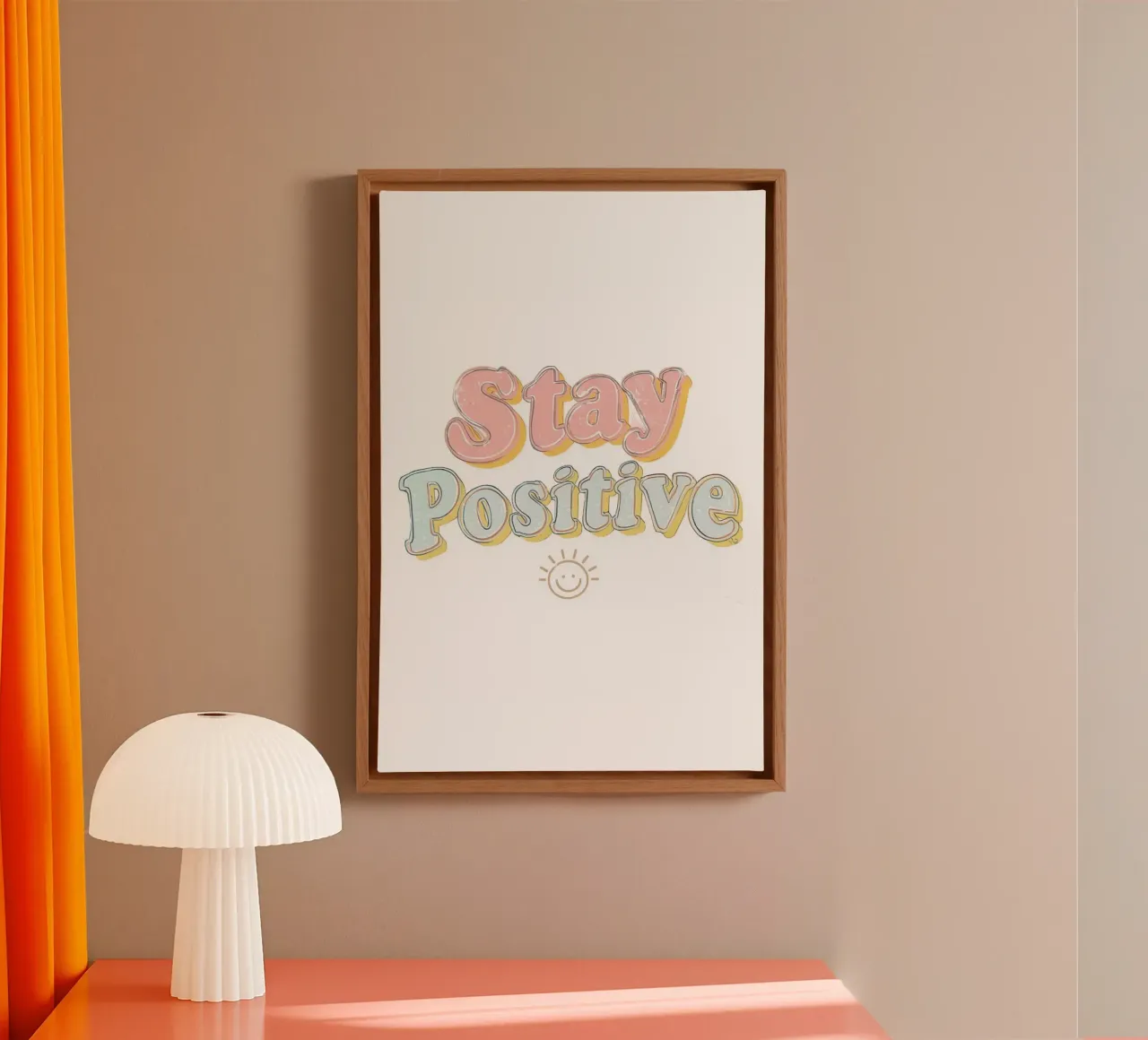 Positiv bleiben Grafik Leinwand mit Schattenfugenrahmen von DesignDoodle