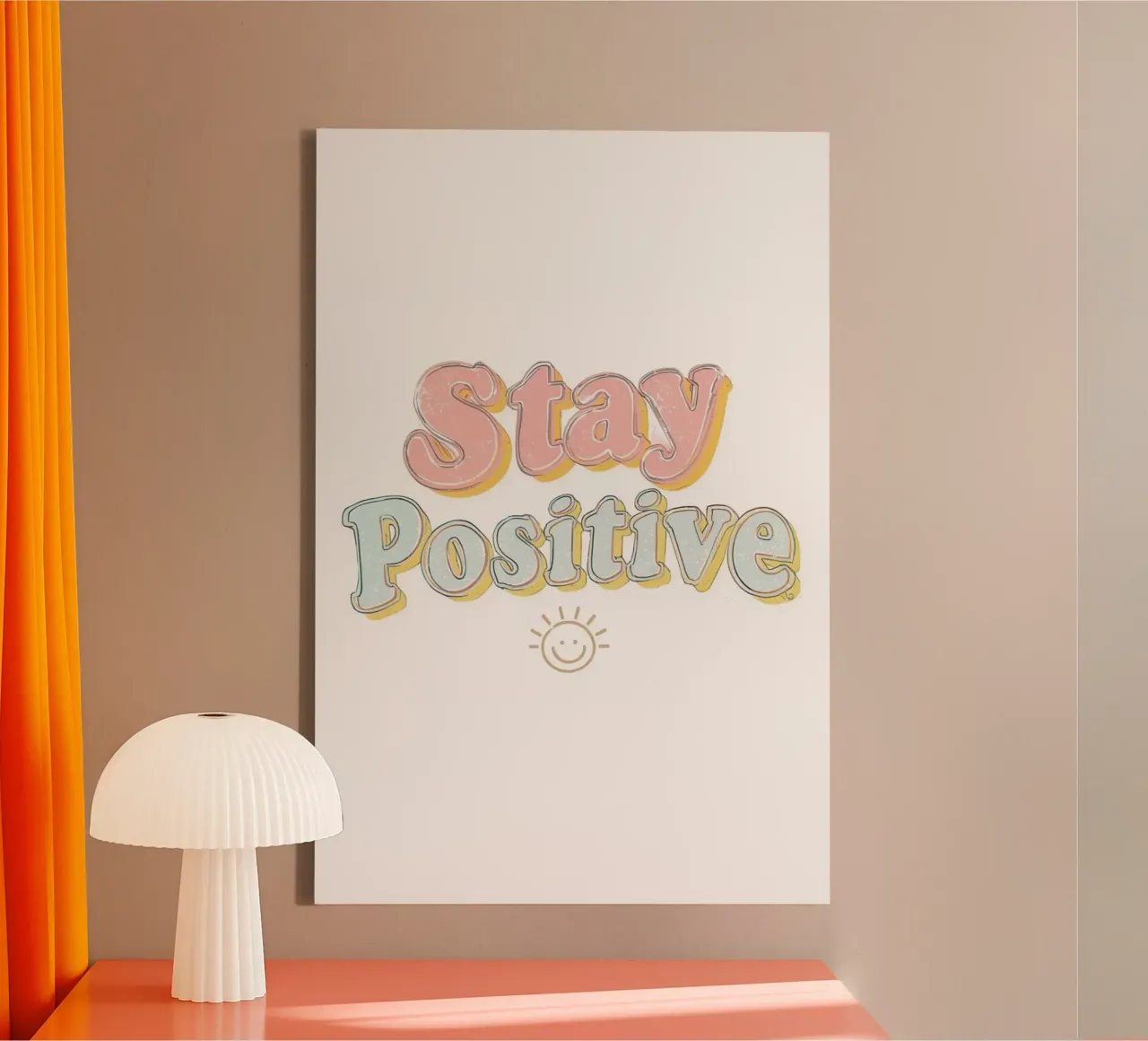 Positiv bleiben Grafik Leinwand mit Schattenfugenrahmen von DesignDoodle
