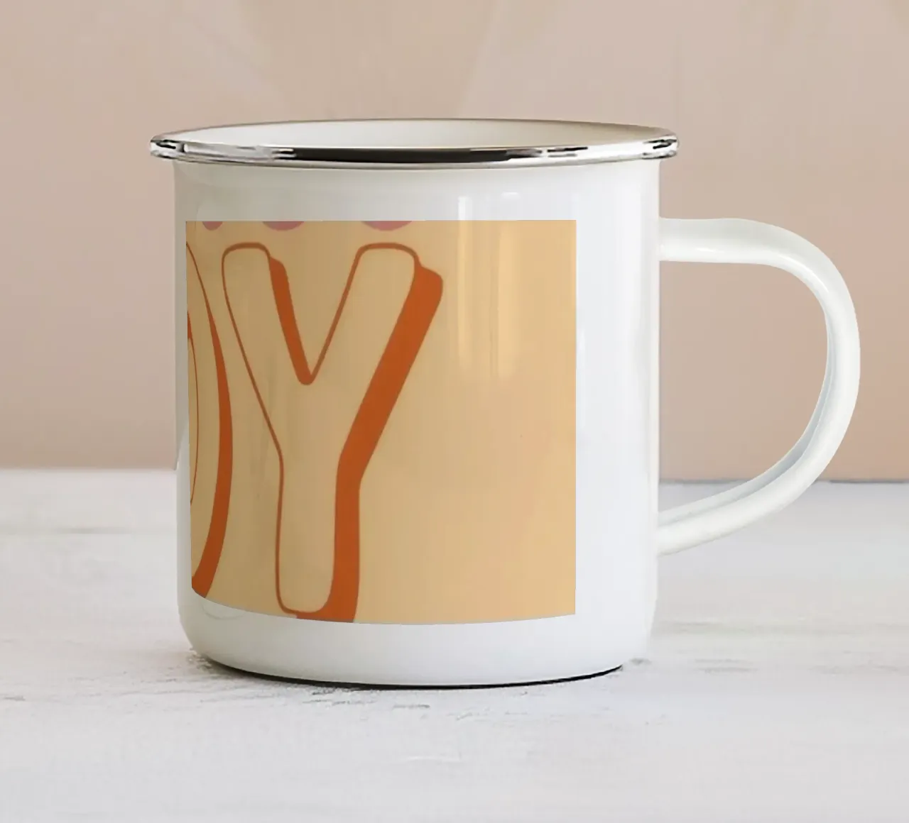 Scegliete la grafica JOY tazza in smalto da DesignDoodle
