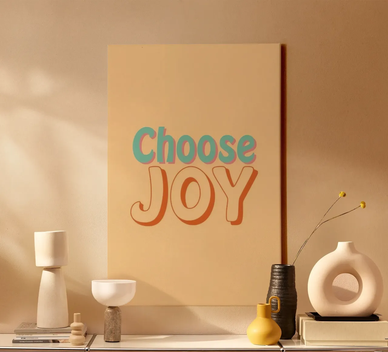 Wählen Sie JOY Grafik Leinwand mit Schattenfugenrahmen von DesignDoodle