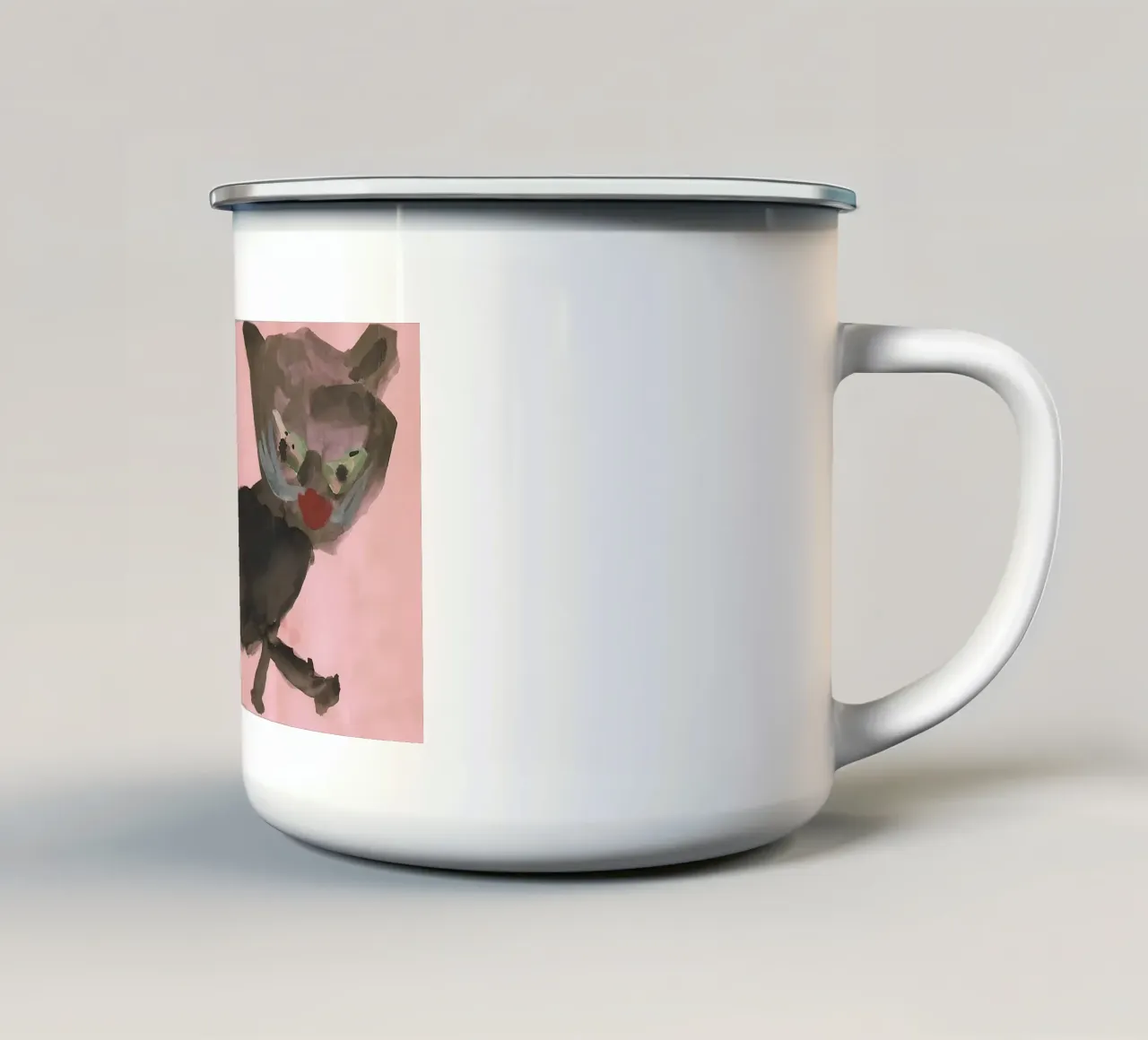 KITTY - KITTYCAT - CAT - Child´s Drawing tazza in smalto da Vintage Van Gogh