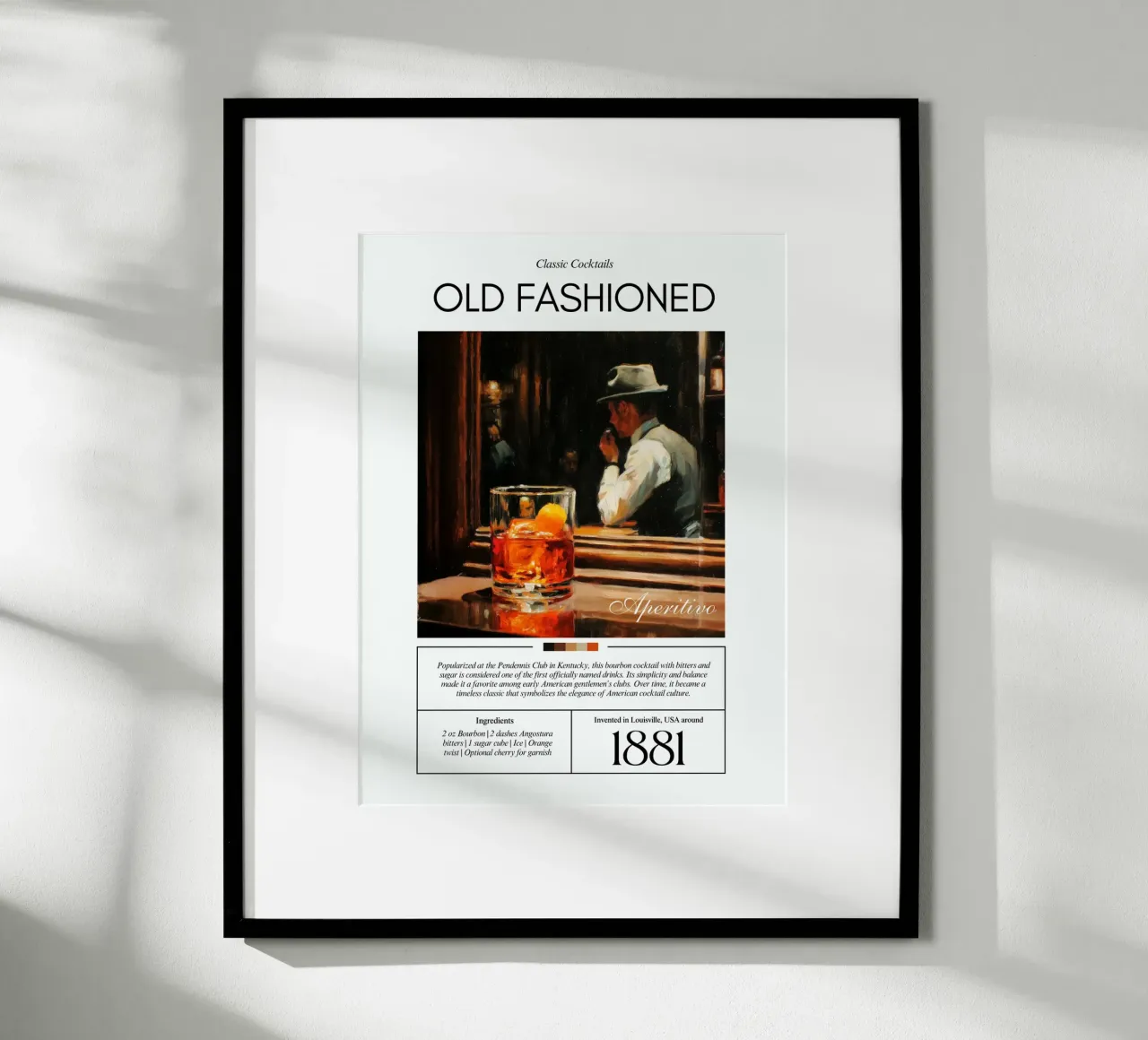 Cocktail classici: Old Fashioned poster con telaio in alluminio da Art Center