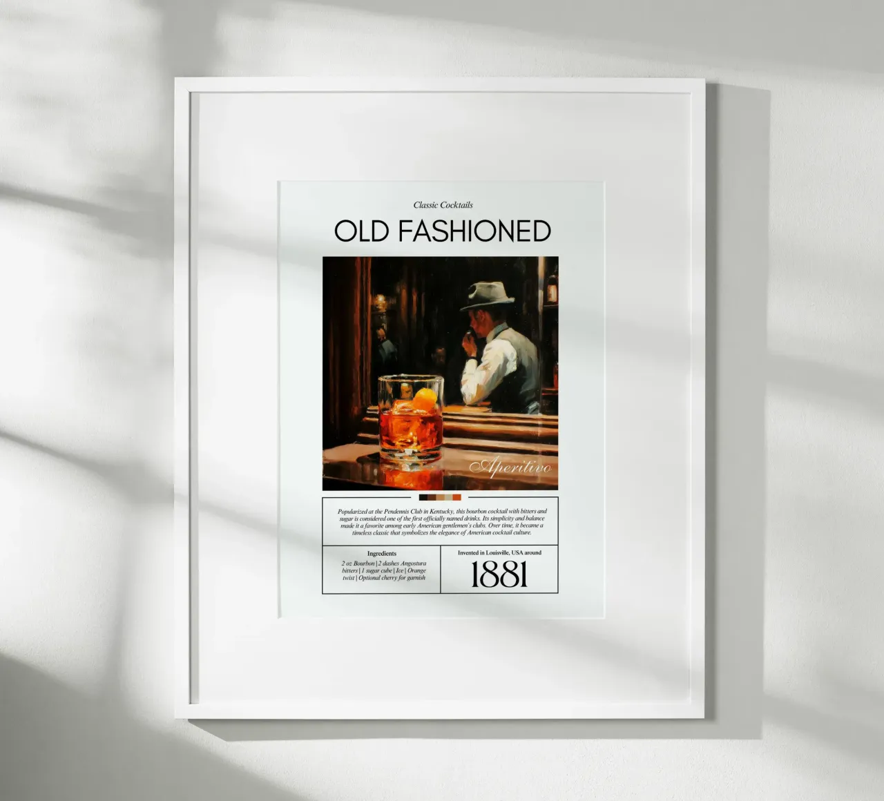 Cocktail classici: Old Fashioned poster con telaio in alluminio da Art Center