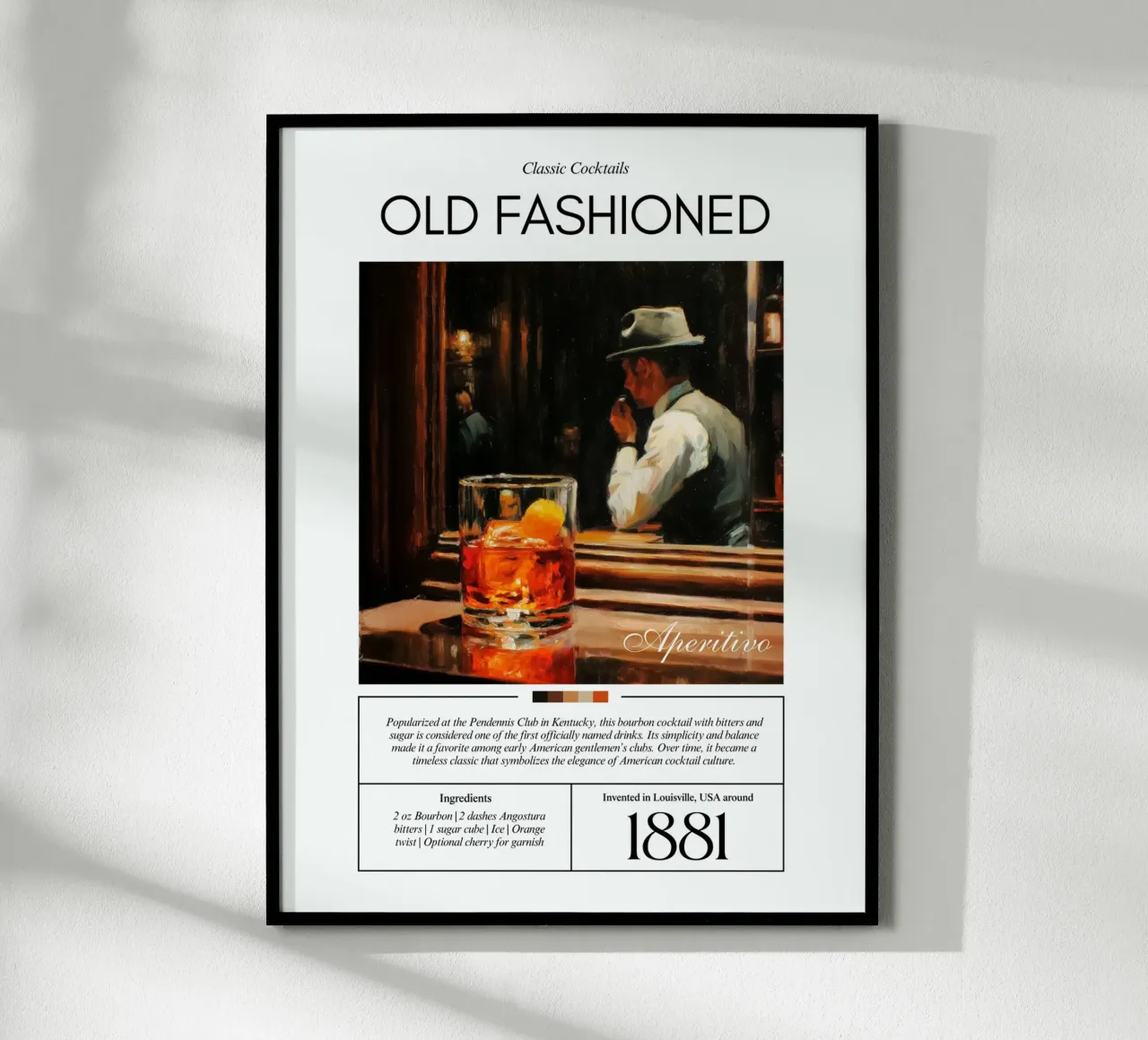 Cocktail classici: Old Fashioned poster con telaio in alluminio da Art Center