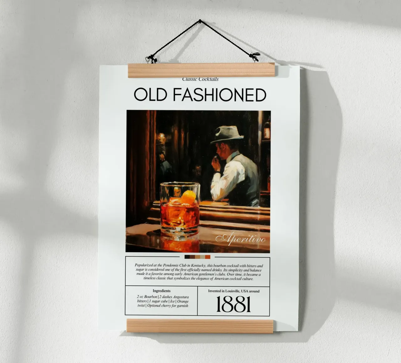 Cocktail classici: Old Fashioned poster con telaio in alluminio da Art Center