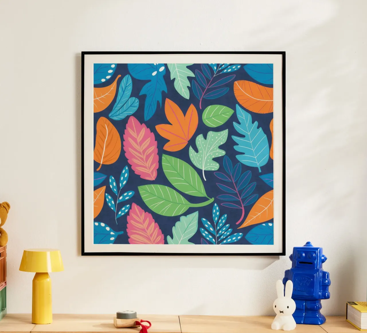 Miscela di foglie vibranti poster con telaio in plastica da Bruce Juice