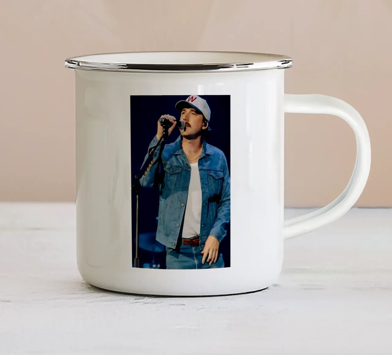 Morgan Wallen tazza in smalto da Low poly art