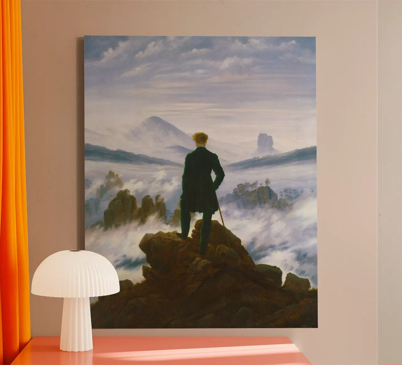 Zwerver boven de zee van mist (1818) Caspar David Friedrich canvas met Baklijst van Classic Art Prints