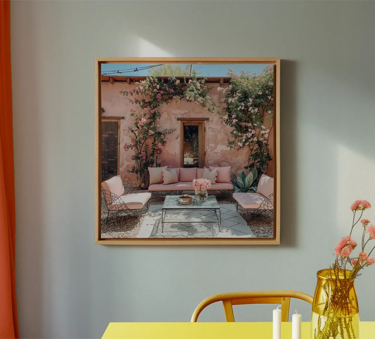 Pastellfarbene Träumerei Leinwand mit Schattenfugenrahmen von StillVibe Home