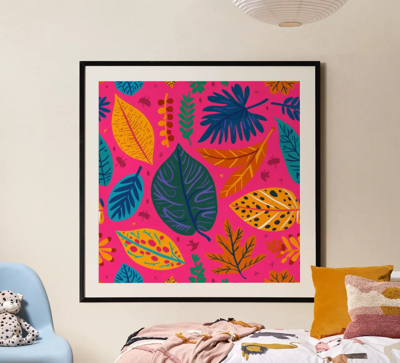 Giungla rosa pop poster con telaio in alluminio da Bruce Juice