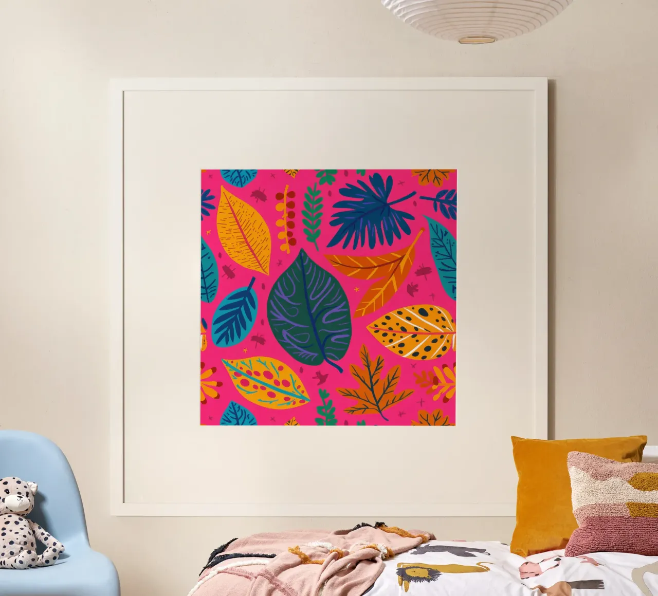 Giungla rosa pop poster con telaio in alluminio da Bruce Juice