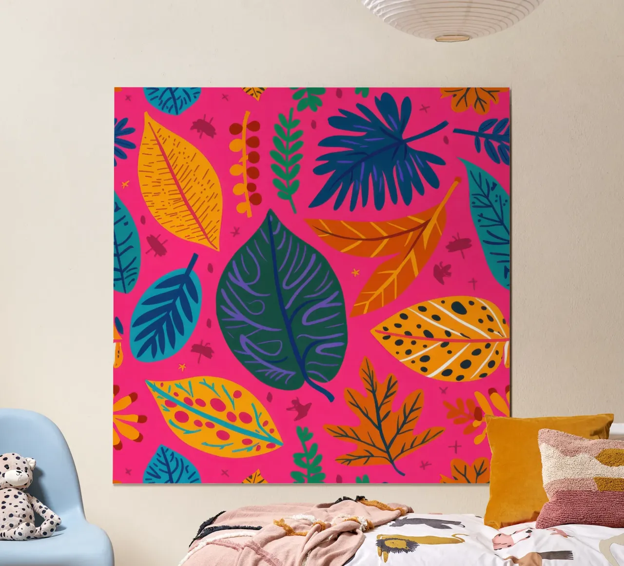 Giungla rosa pop poster con telaio in alluminio da Bruce Juice