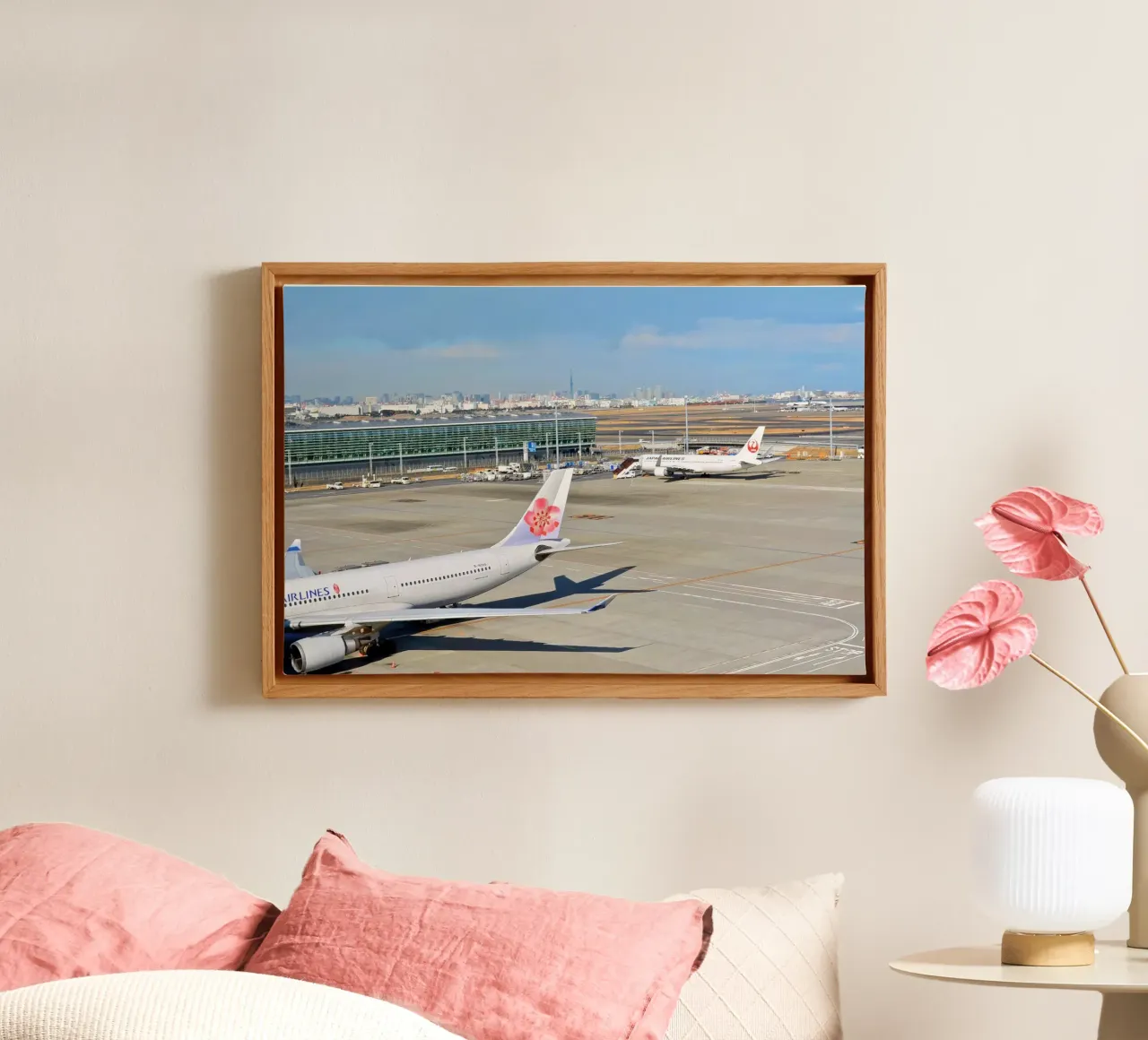Tokyo-Haneda Airport with the city in the background canvas with Floater frame by dava