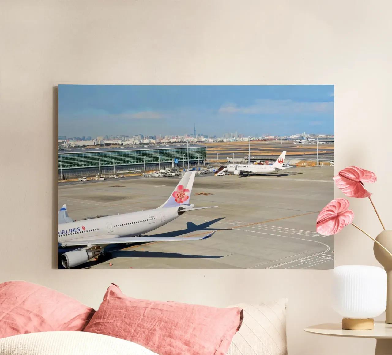 Tokyo-Haneda Airport with the city in the background canvas with Floater frame by dava