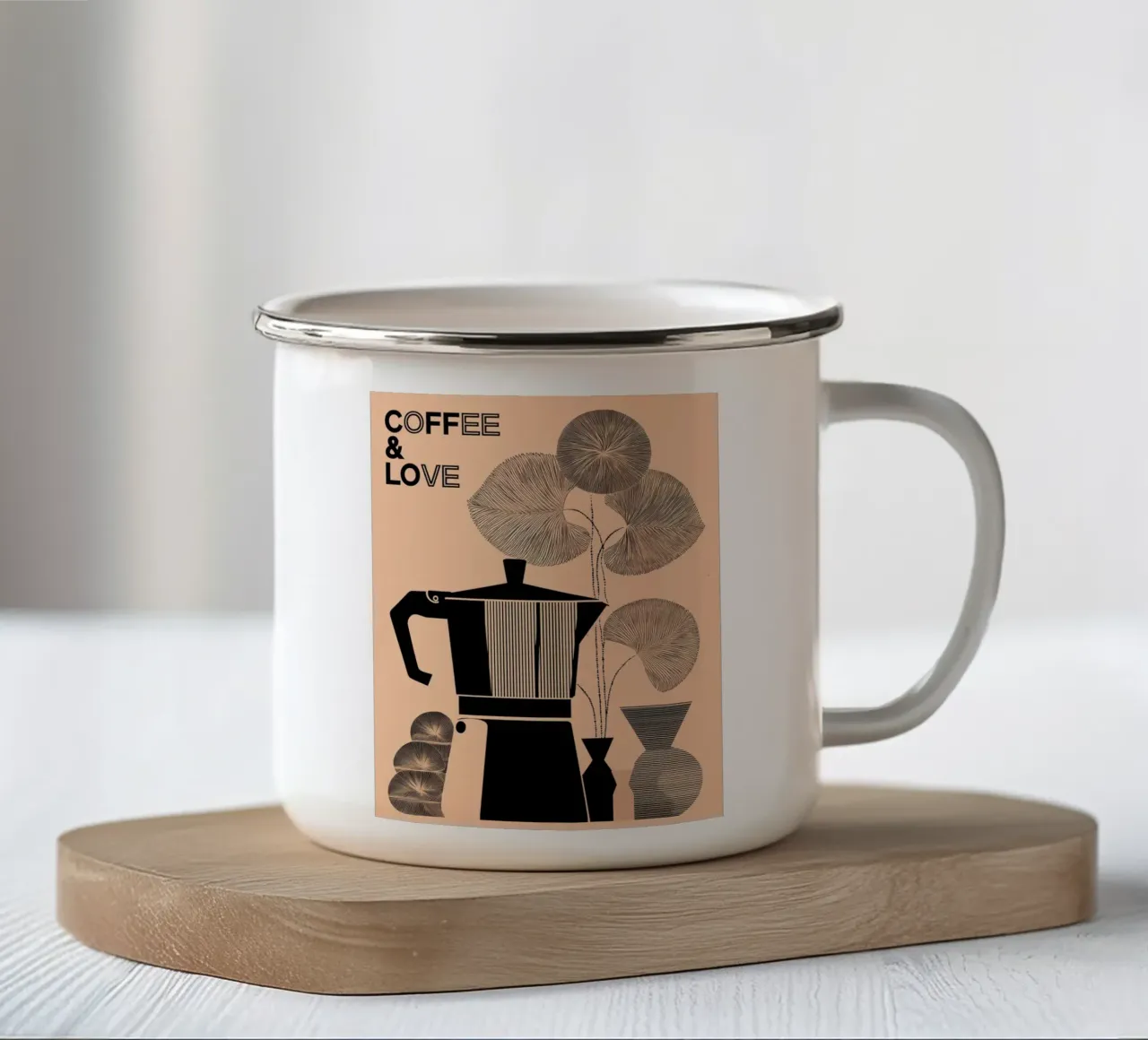 Coffee & Love Geometric Minimal Poster cornice artistica di design tazza in smalto da Kaji