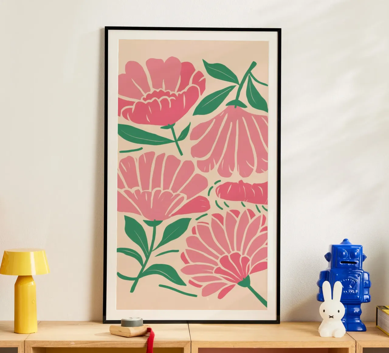 Fiori rosa semplici poster con telaio in alluminio da Bruce Juice