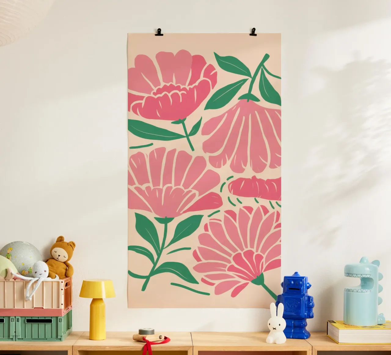 Fiori rosa semplici poster con telaio in alluminio da Bruce Juice
