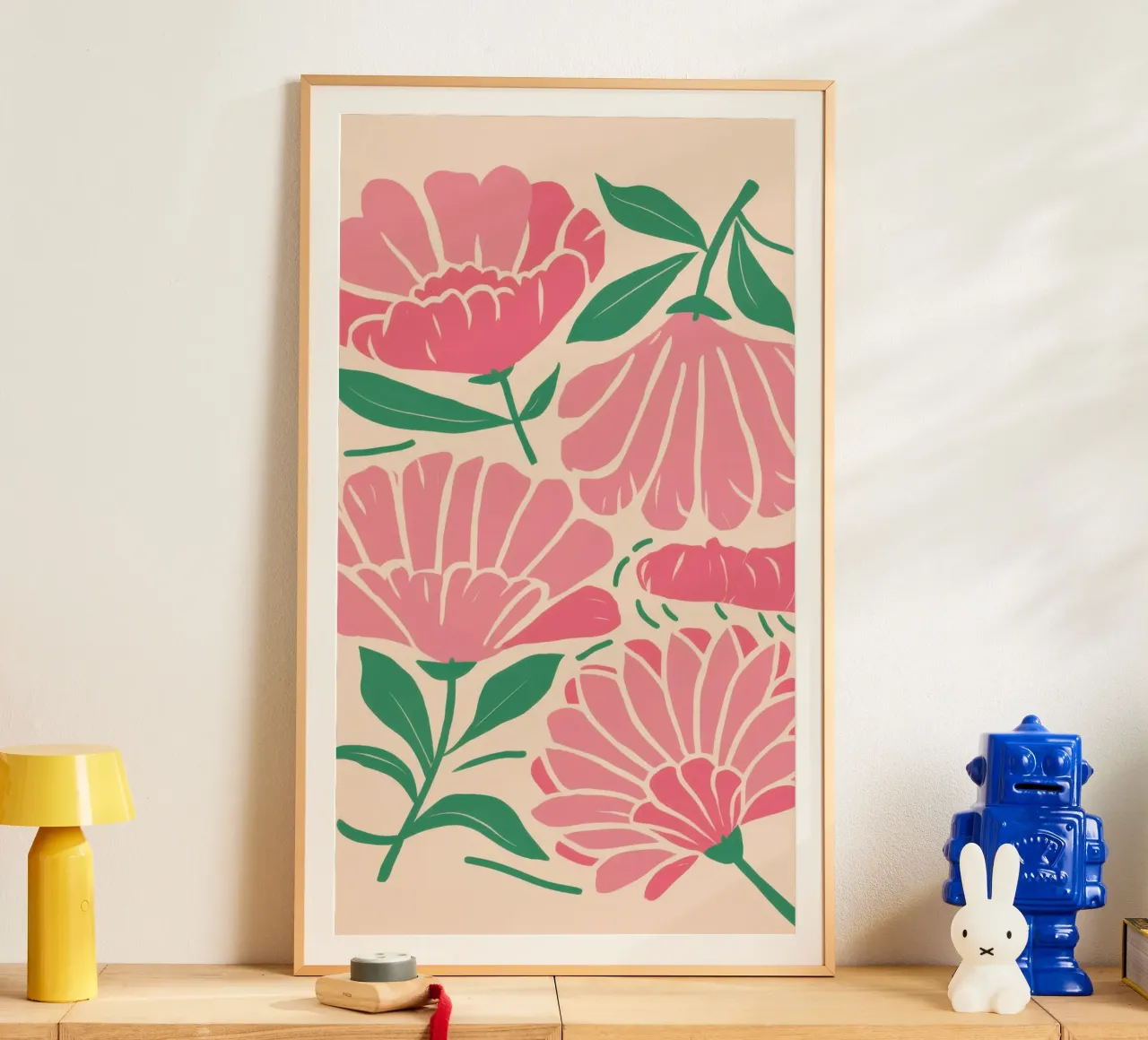 Fiori rosa semplici poster con telaio in alluminio da Bruce Juice
