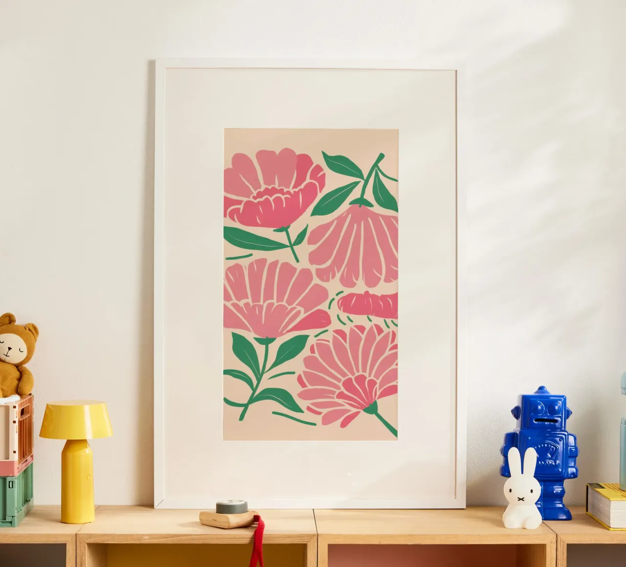 Fiori rosa semplici poster con telaio in alluminio da Bruce Juice