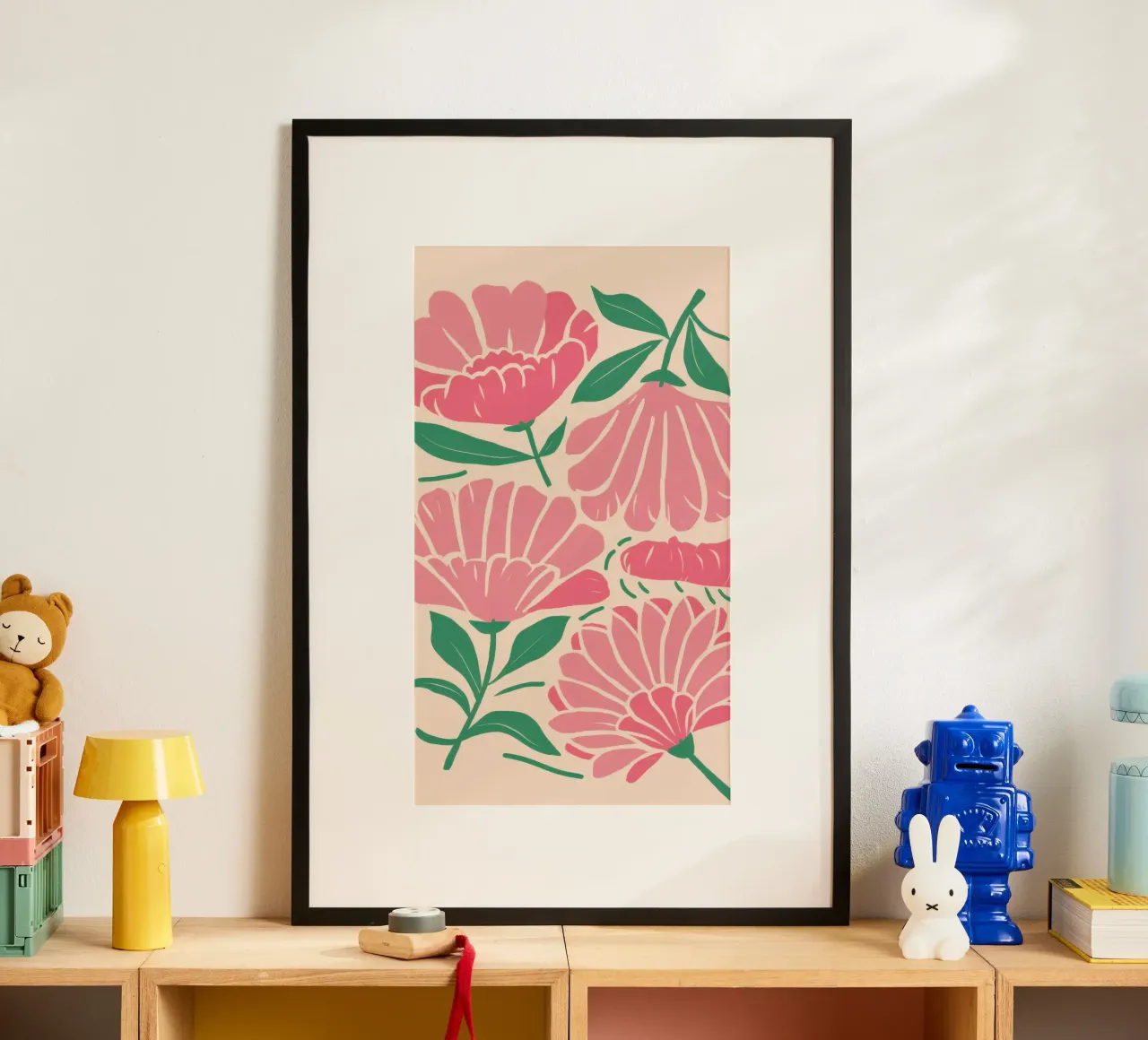 Fiori rosa semplici poster con telaio in alluminio da Bruce Juice