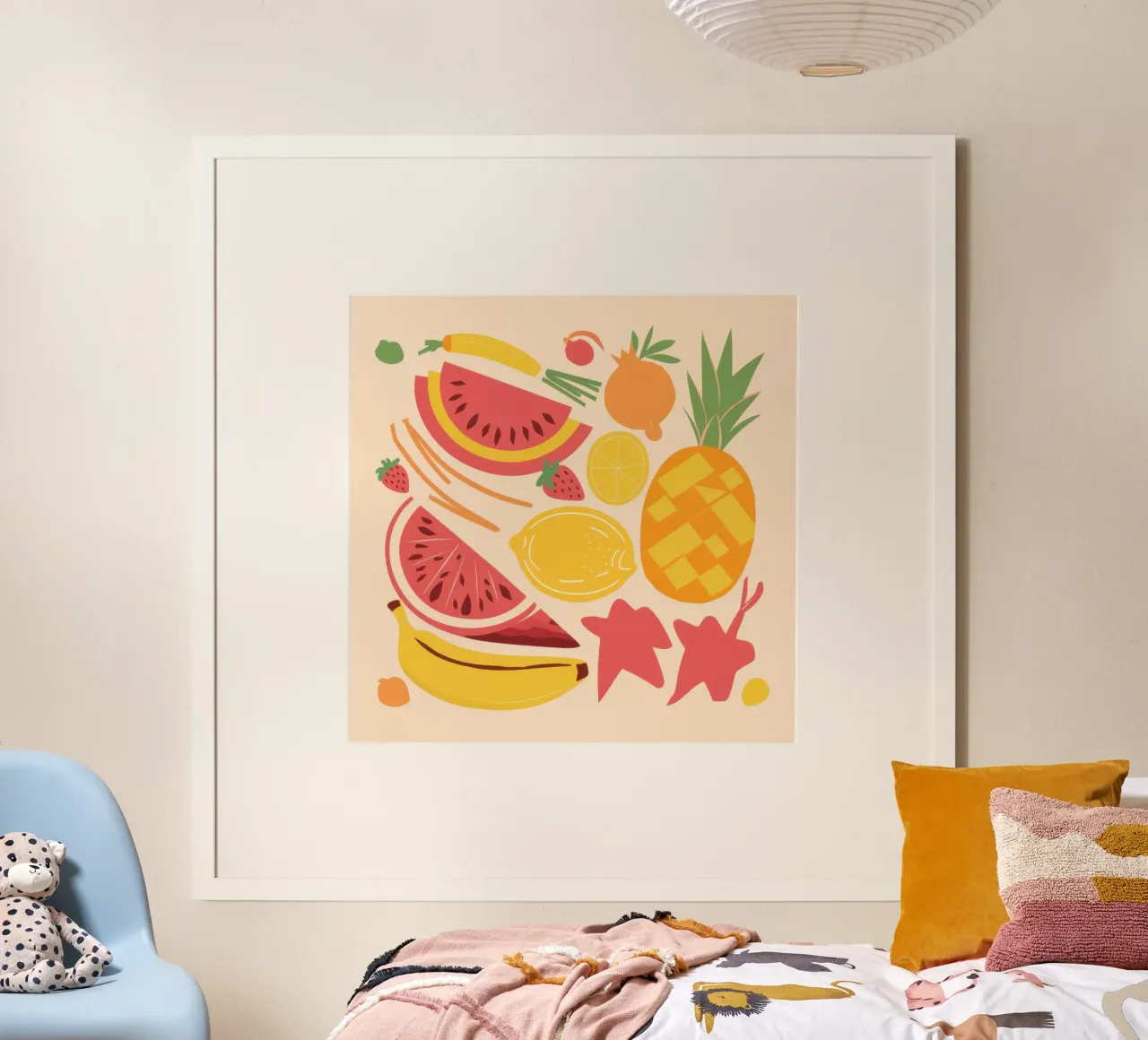 Insalata di frutta tropicale poster con telaio in plastica da Bruce Juice