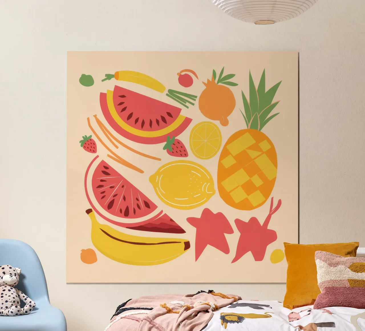 Insalata di frutta tropicale poster con telaio in plastica da Bruce Juice