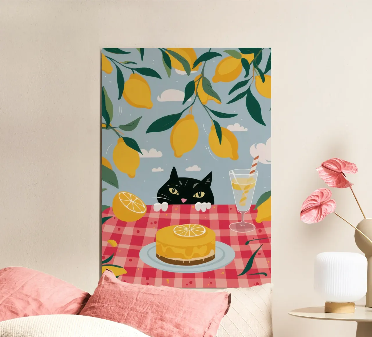 Gatto da cucina Caper poster con telaio in legno da Autumn Season